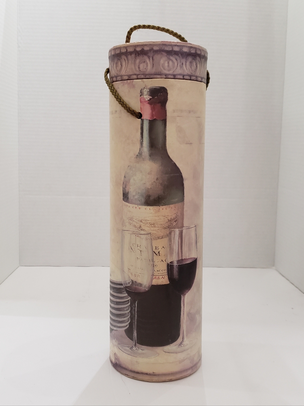 Decorative Wine Bottle Gift Tube in Beige and Purple